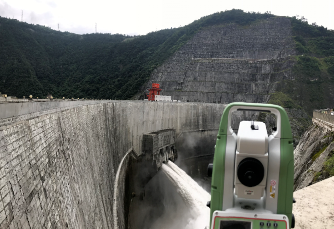 徠卡TZ05全站儀拱壩弦長觀測，賦能水電大壩防洪